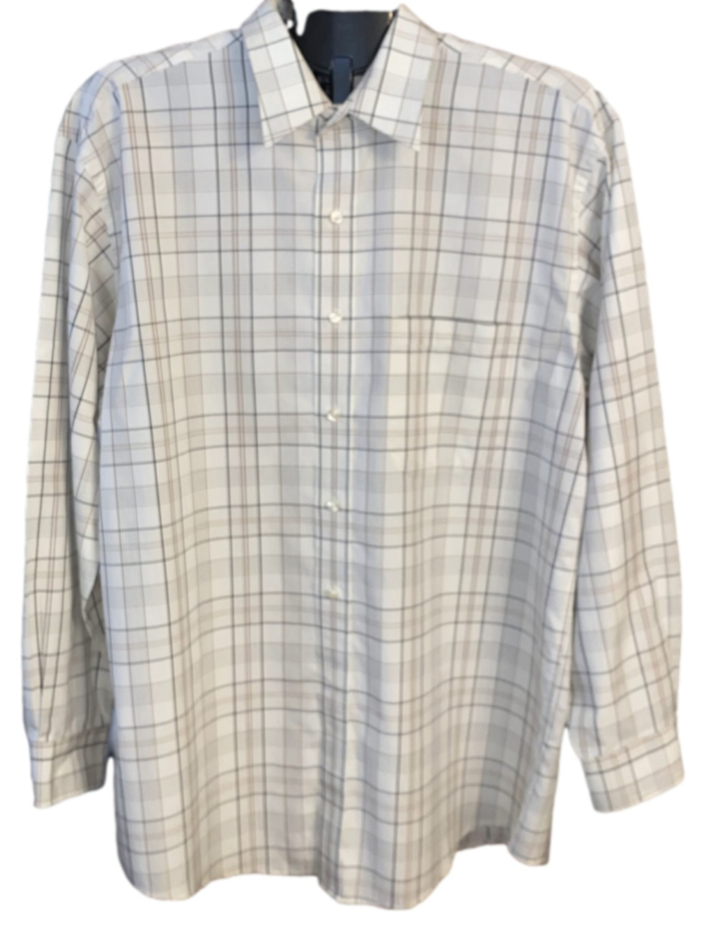 Jos A Bank Traveler Collection Red Tan Plaid Button Down Shirt Men L